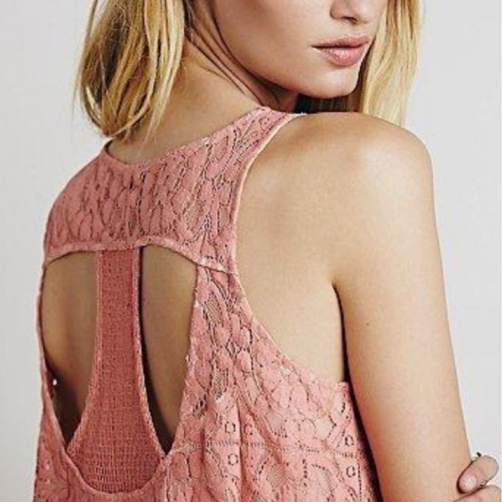 Free People‎ Wallflower Lace Tent Mini Dress Women's Blush Pink XS